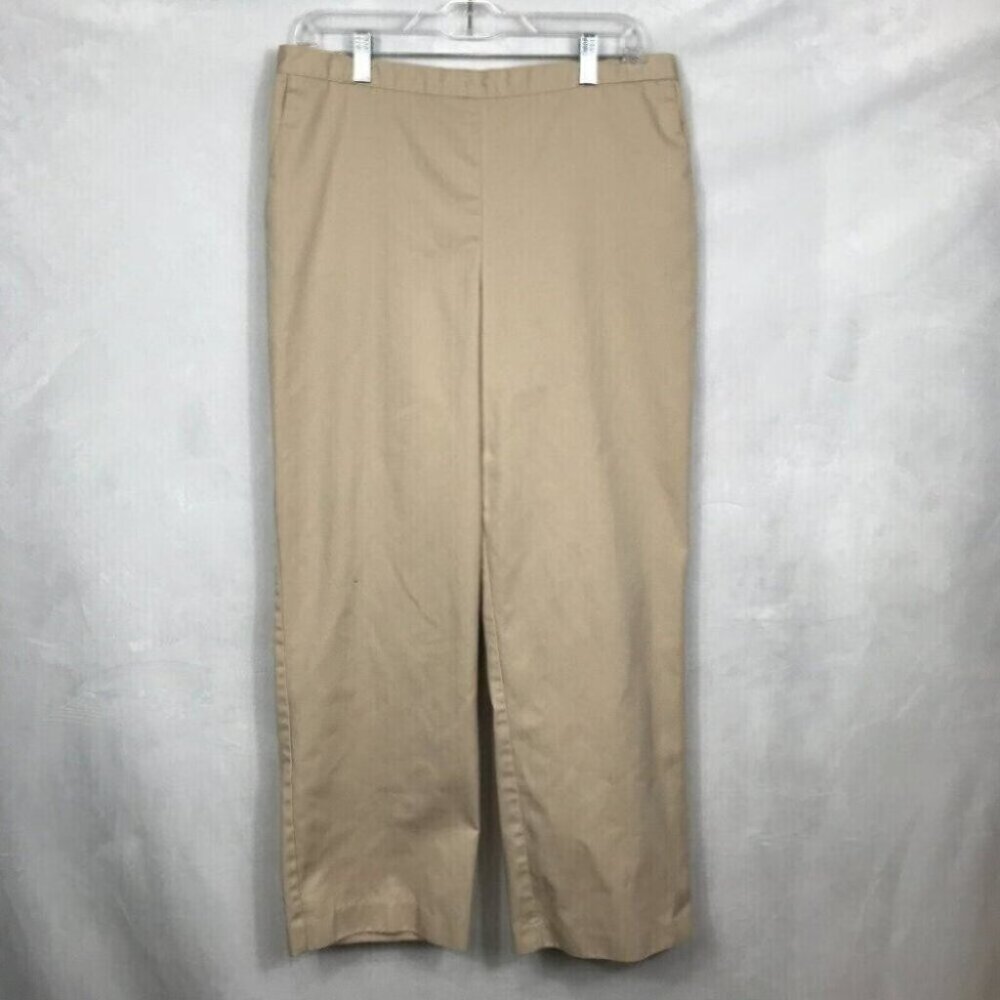 Alfred Dunner Pants Womens 16 Beige Elastic Grandmacore Vintage Cottagecore